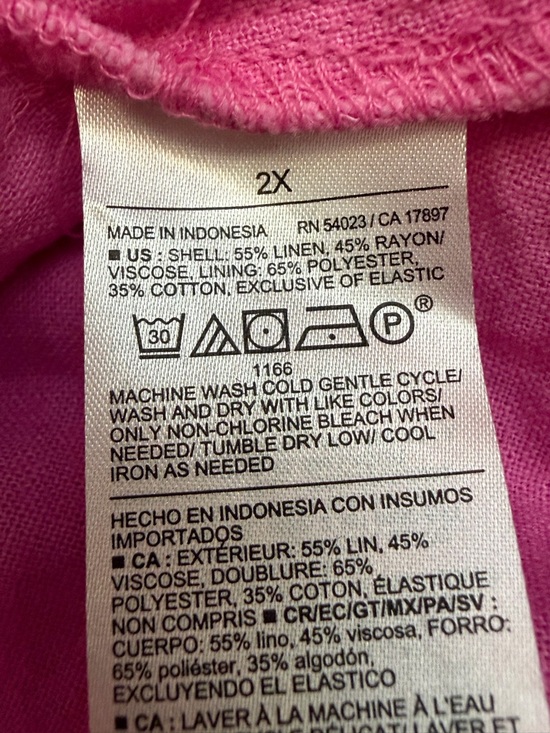 Old Navy Pink Button-Front Puff Sleeve Linen Dress - Picture 7 of 7